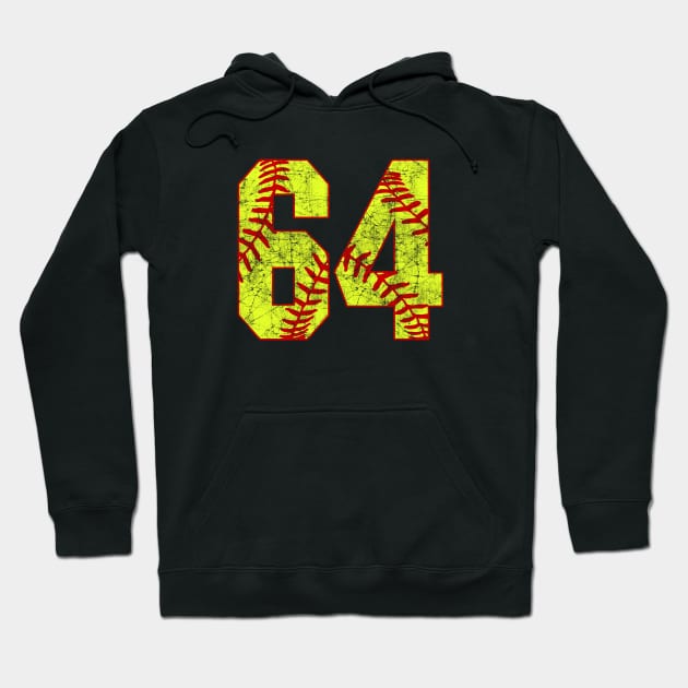 Fastpitch Softball Number 64 #64 Softball Shirt Jersey Uniform Favorite Player Biggest Fan Hoodie by TeeCreations